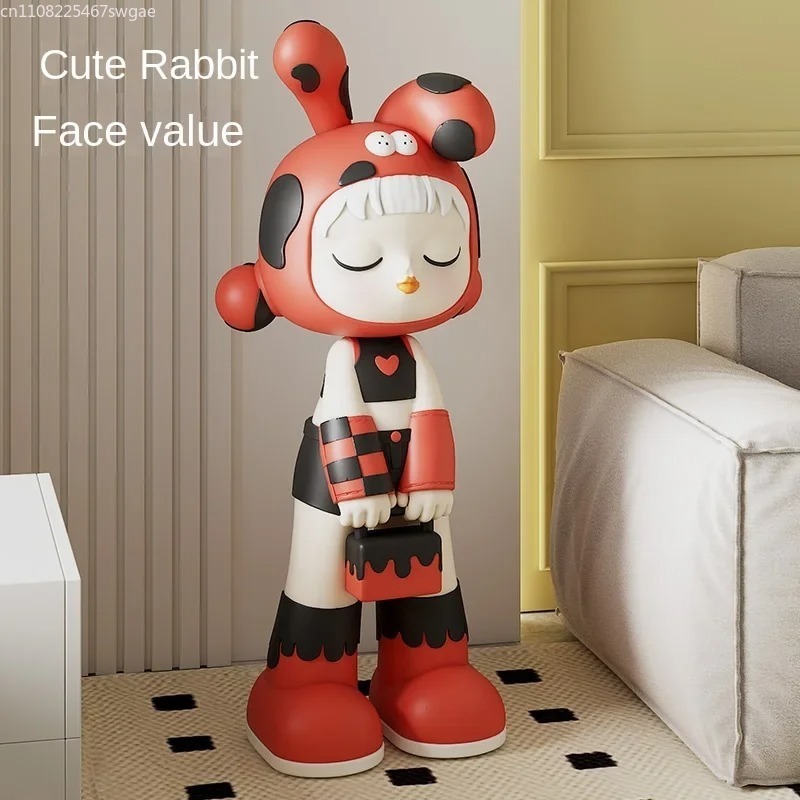 Resin Crafts - Estátua de Menina em Estilo Cartoon,