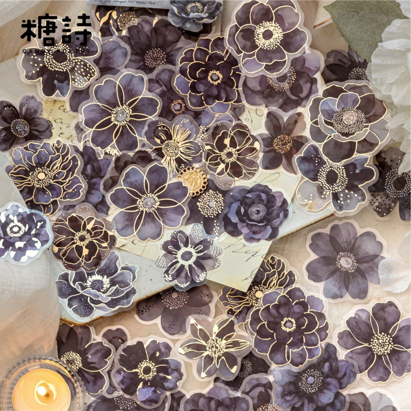Gold Foil Flakes - 40 folhas de adesivos PET vintage